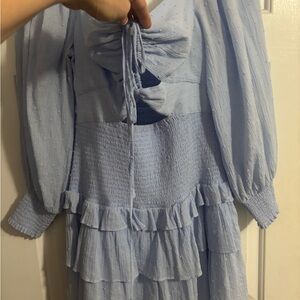 Astr Light Blue Textured Dress